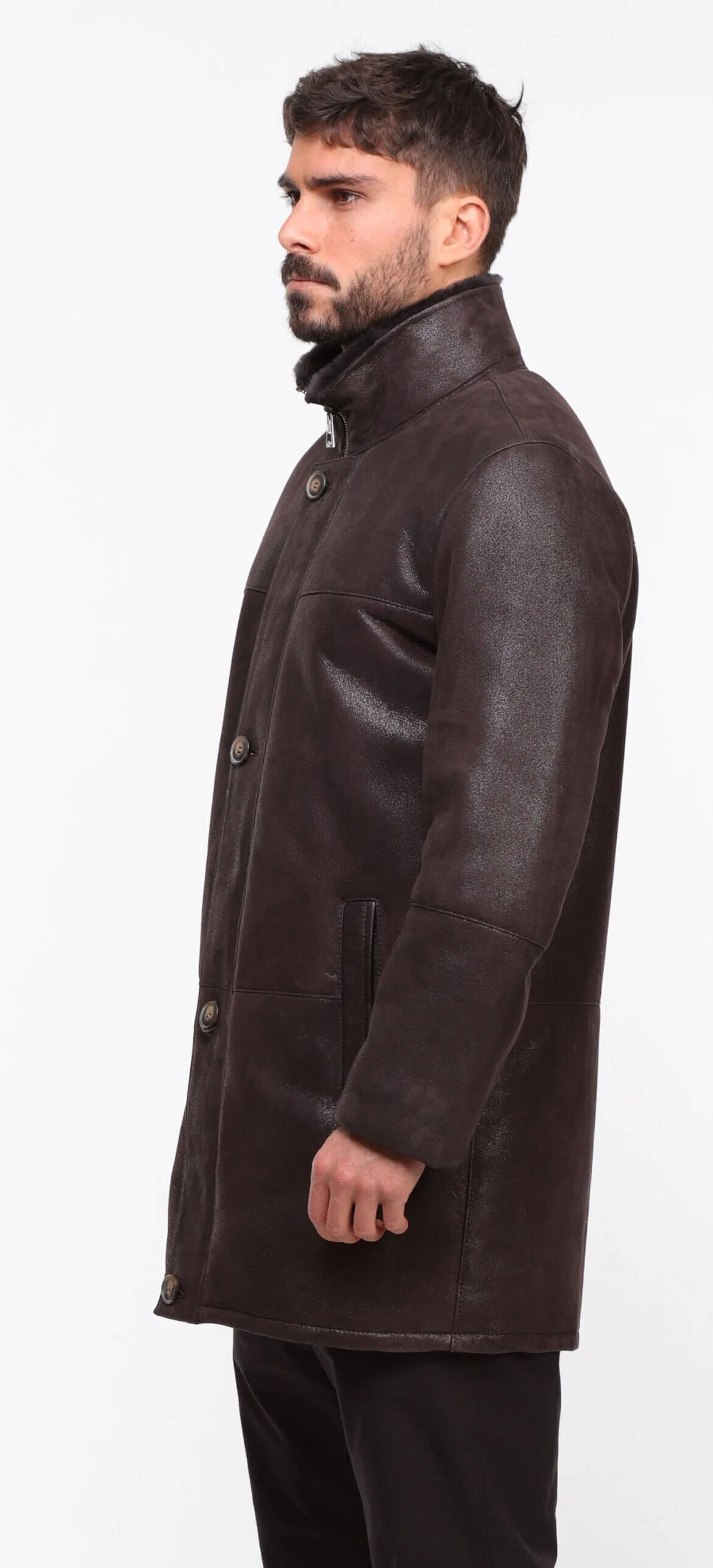 Three-quarter dark brown men's sheepskin \greg\