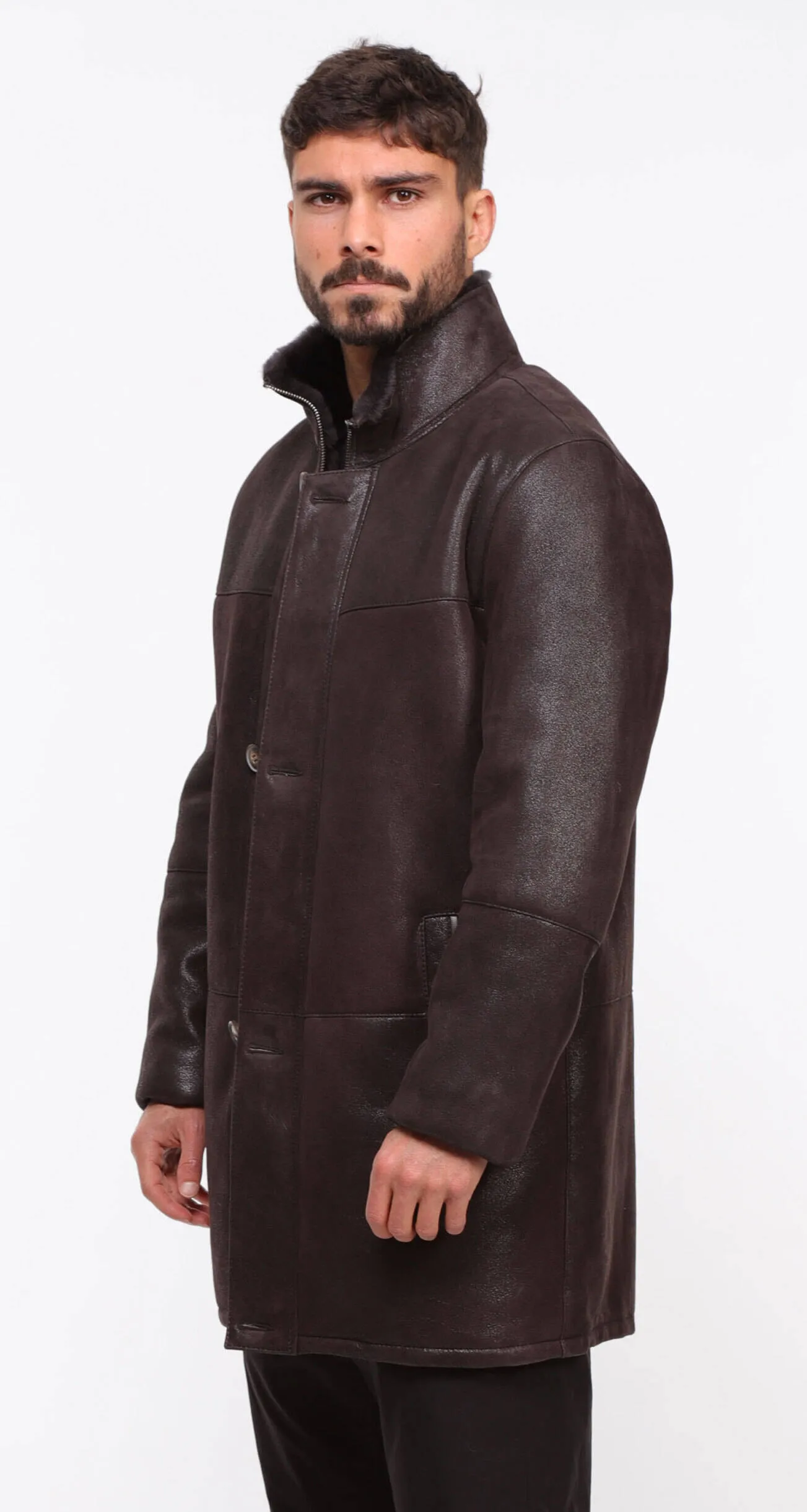 Three-quarter dark brown men's sheepskin \greg\