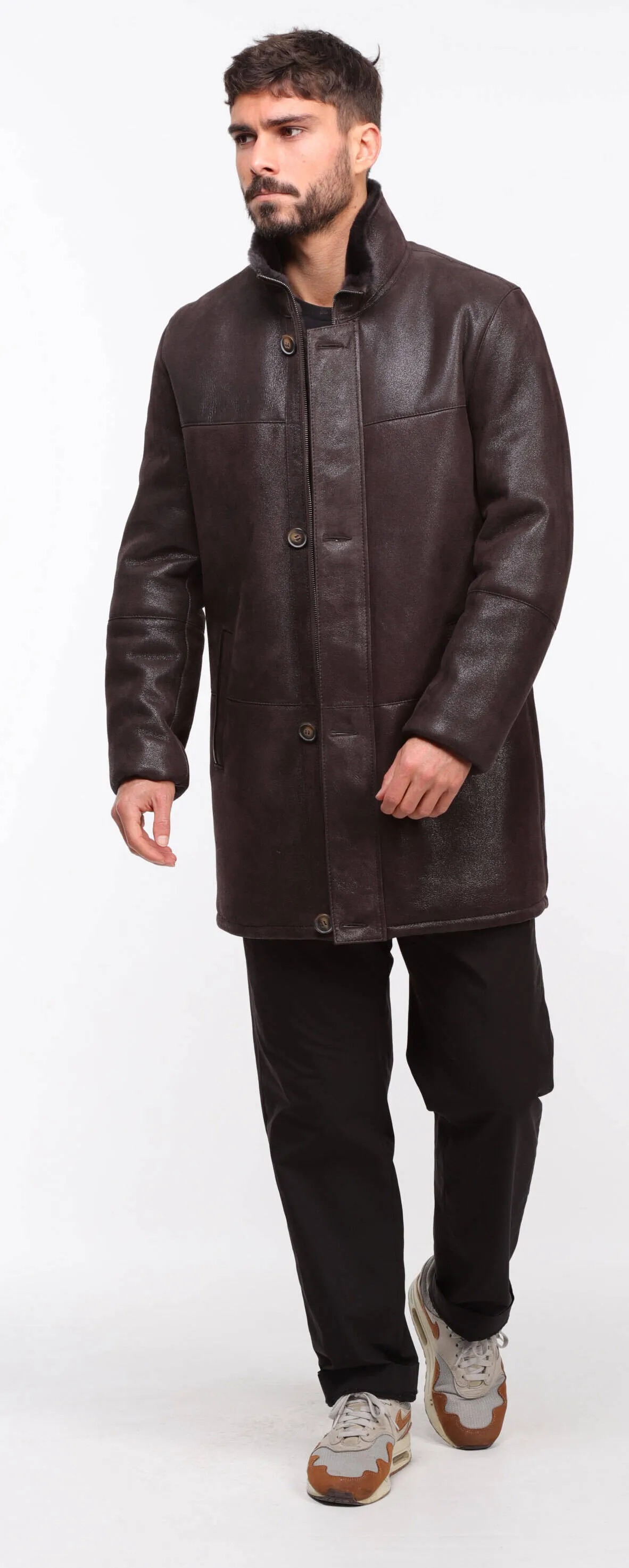 Three-quarter dark brown men's sheepskin \greg\