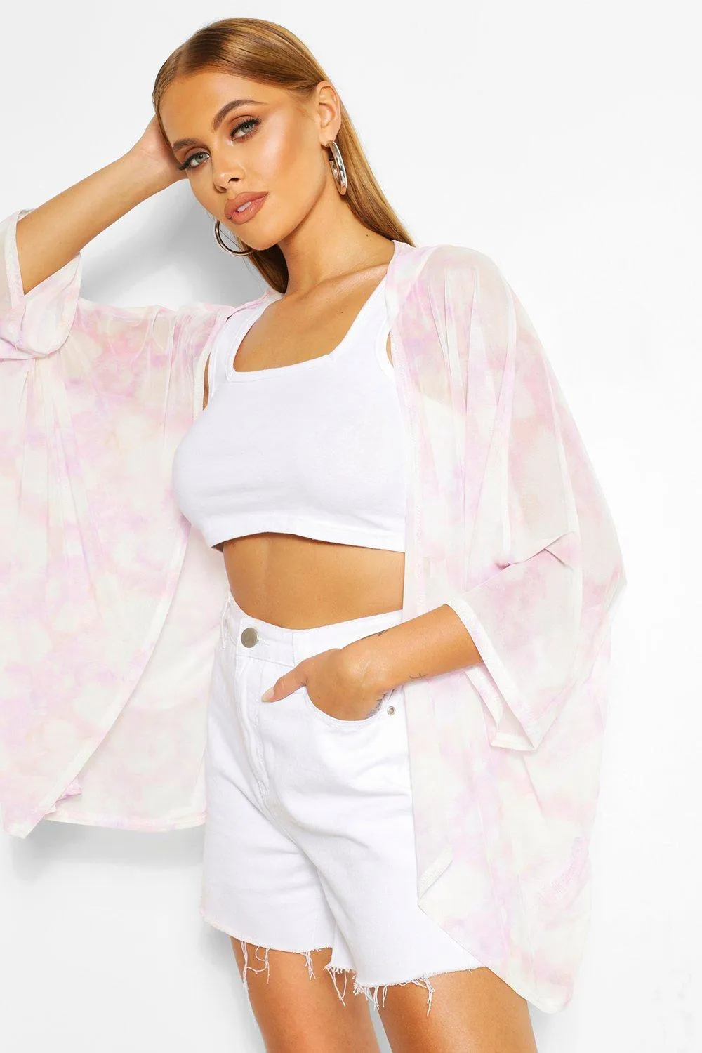 Tie Dye Mesh Kimono