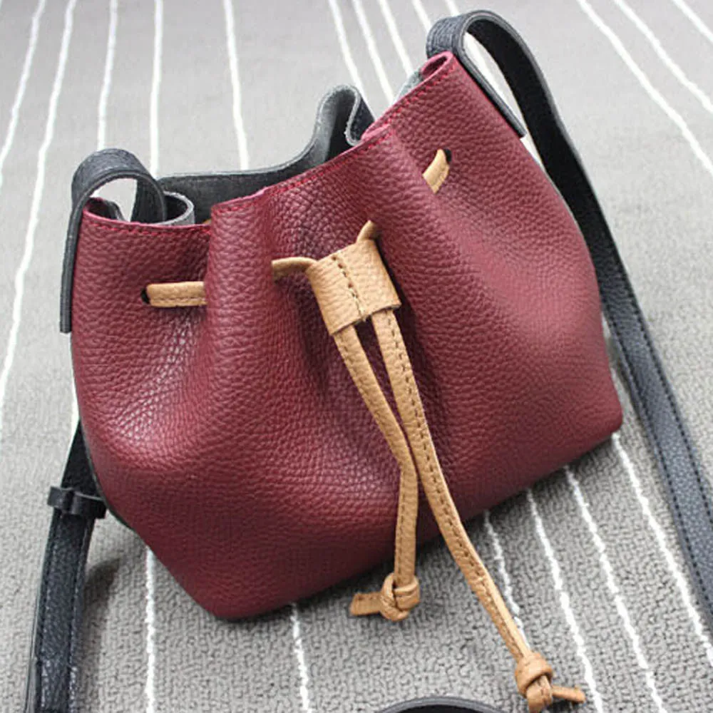 Trendy Women Tassels Single Shoulder Bag Leather String Women Messenger Bags Tote Bucket Famous Crossbody Hbag