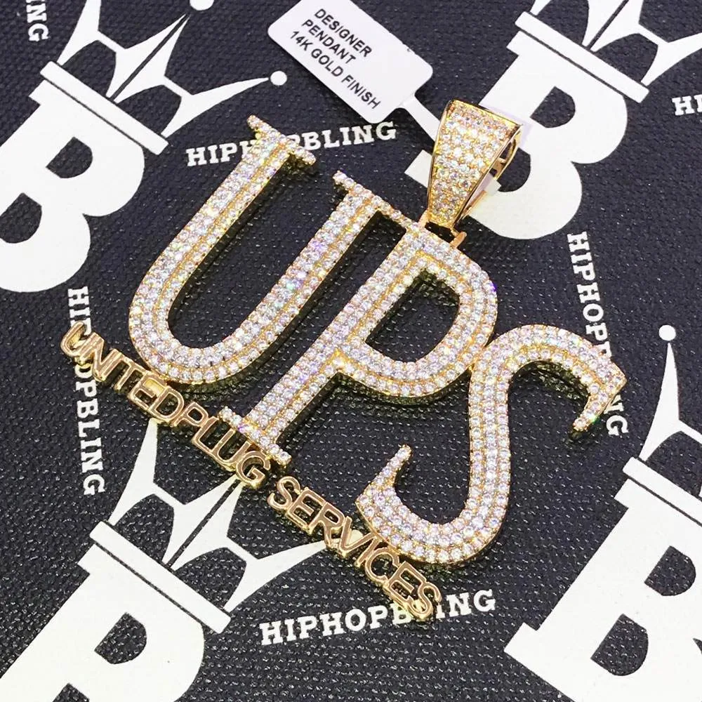 UPS United Plug Services CZ Hip Hop Bling Bling Pendant