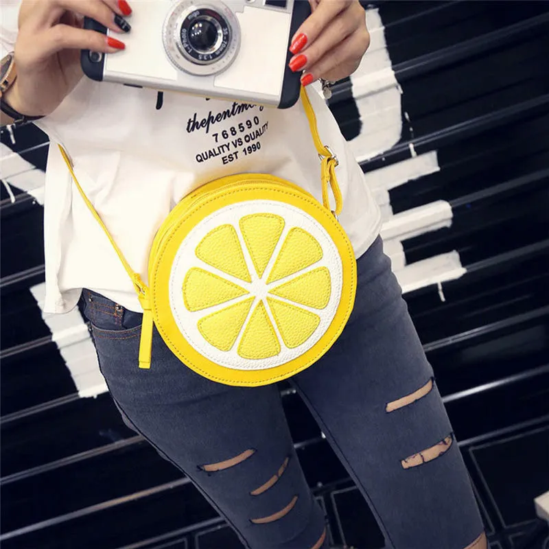 Women bag Casual Round Lemon messenger bags Leather Crossbody Shoulder hbags women famousbolsa feminina