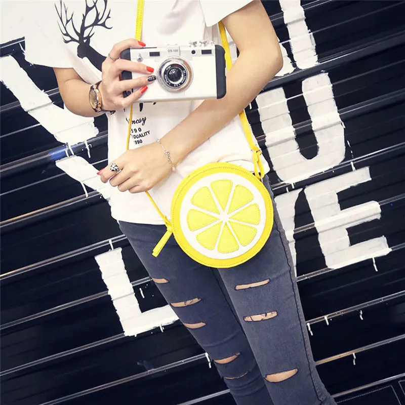 Women bag Casual Round Lemon messenger bags Leather Crossbody Shoulder hbags women famousbolsa feminina