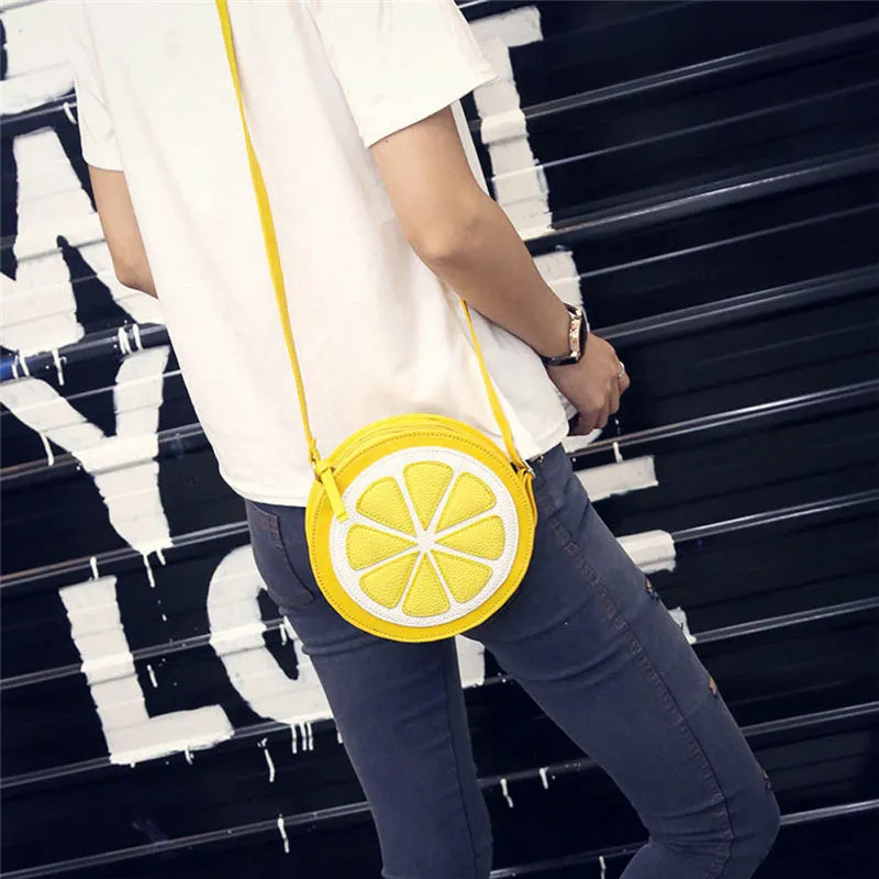 Women bag Casual Round Lemon messenger bags Leather Crossbody Shoulder hbags women famousbolsa feminina