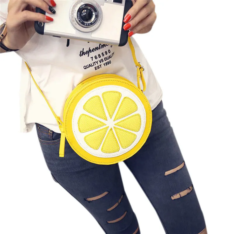 Women bag Casual Round Lemon messenger bags Leather Crossbody Shoulder hbags women famousbolsa feminina