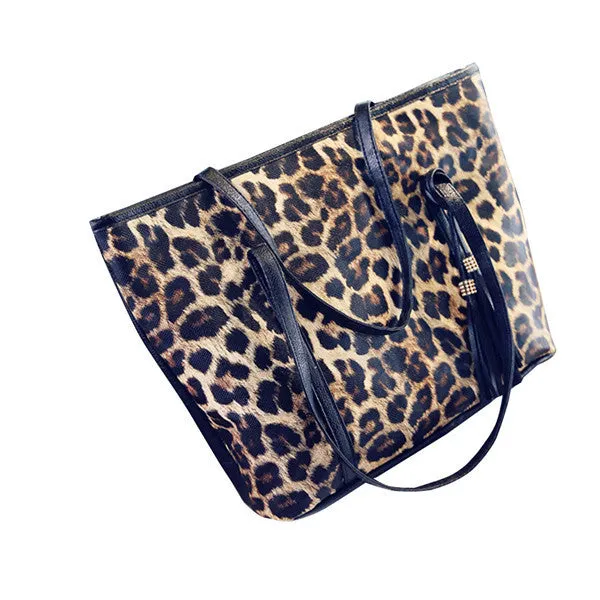 Women Bag Women Messenger Bags Hbag Casual Leather Leopard Tassel Crossbody Shoulder Bag Purse clutch bolsa feminina