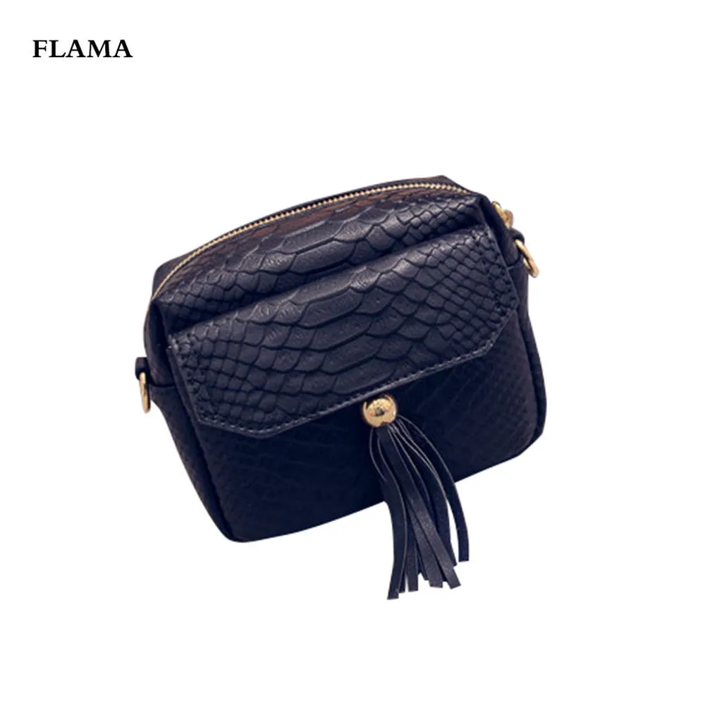 Women luxury hbags designer Simple Crocodile Leather zipper Mini Tassel Messenger Bags crossbody Shoulder Bag Femme Bolsos