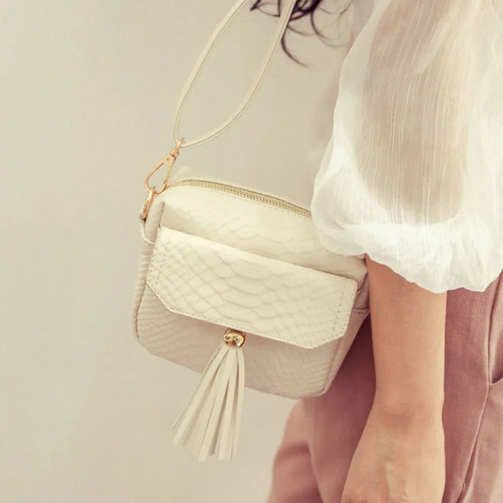 Women luxury hbags designer Simple Crocodile Leather zipper Mini Tassel Messenger Bags crossbody Shoulder Bag Femme Bolsos