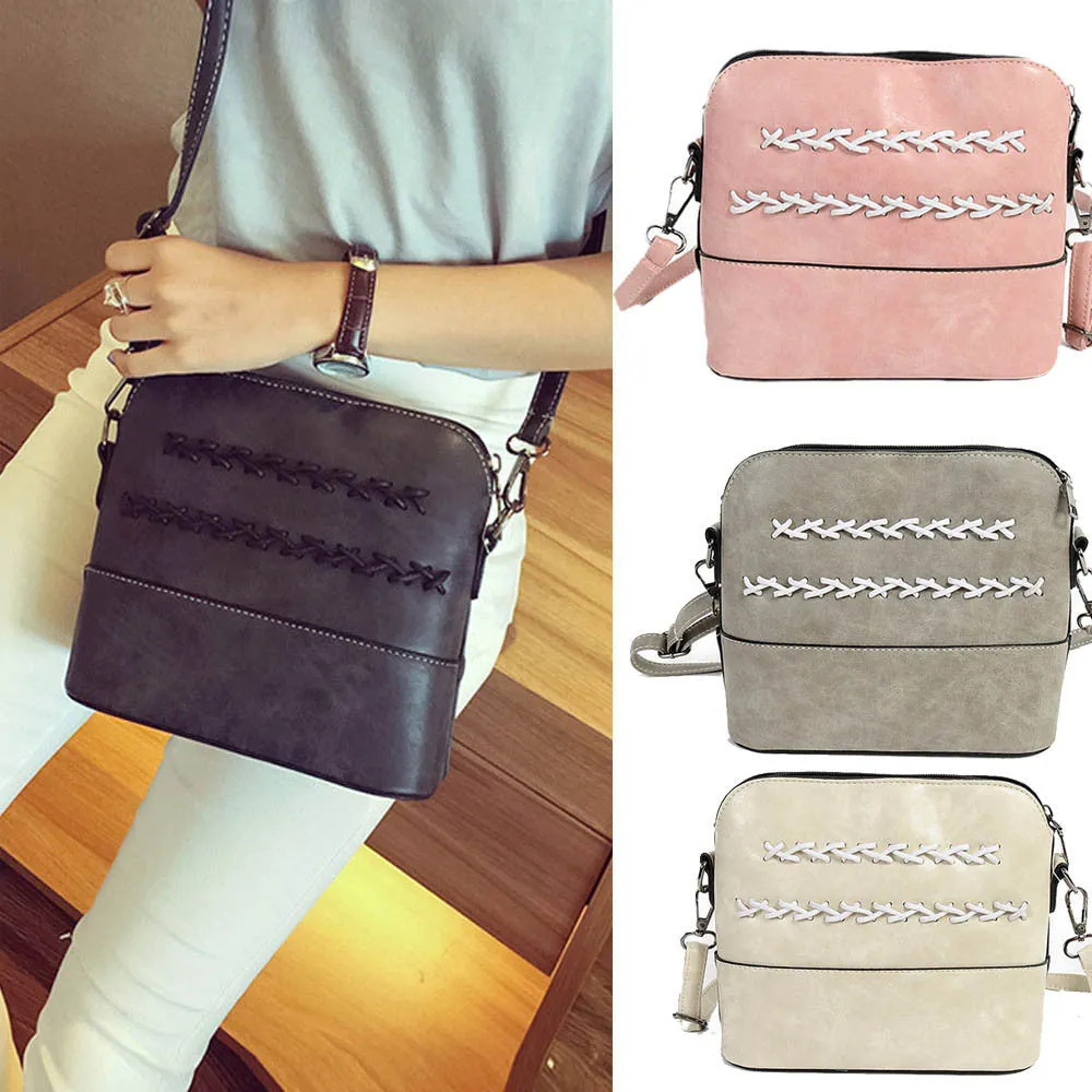 Women Messenger Bags Mini Bag Simple Weave Leather Shell Shape Bag Women Shoulder Bags