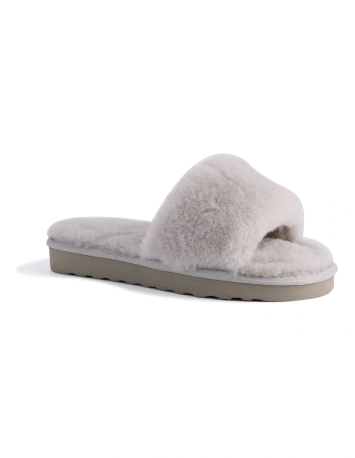 Women Sheepskin Fluff Slide Light Grey