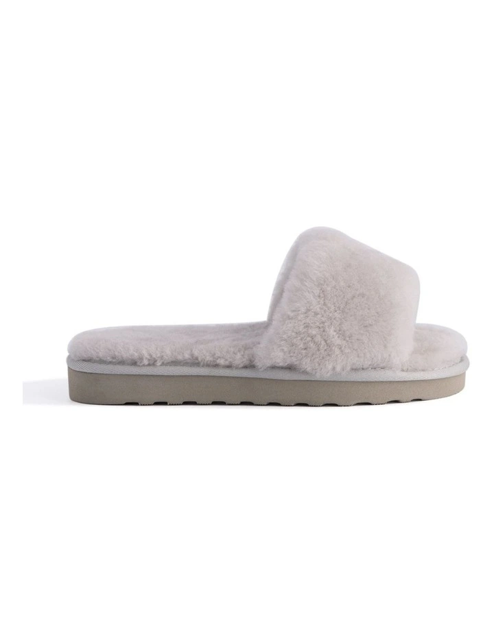 Women Sheepskin Fluff Slide Light Grey