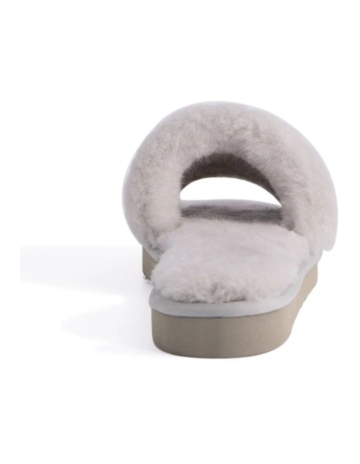 Women Sheepskin Fluff Slide Light Grey