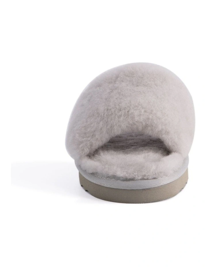 Women Sheepskin Fluff Slide Light Grey