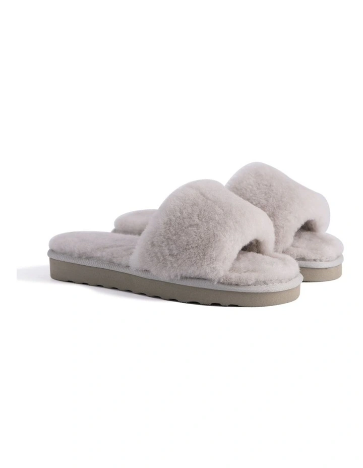 Women Sheepskin Fluff Slide Light Grey