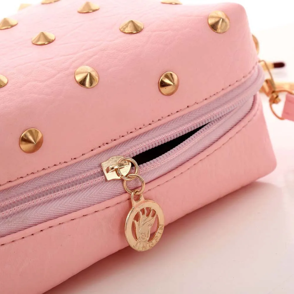 Women's Bag Ladies Cute Messenger Bags Rivet Shoulder Bag PU Leather Crossbody Messenger Bolso