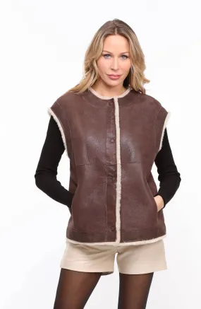 Women's brown \belly\ sheepskin vest