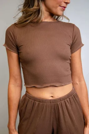 Women's Brown Coco Ribbed Lounge Tee