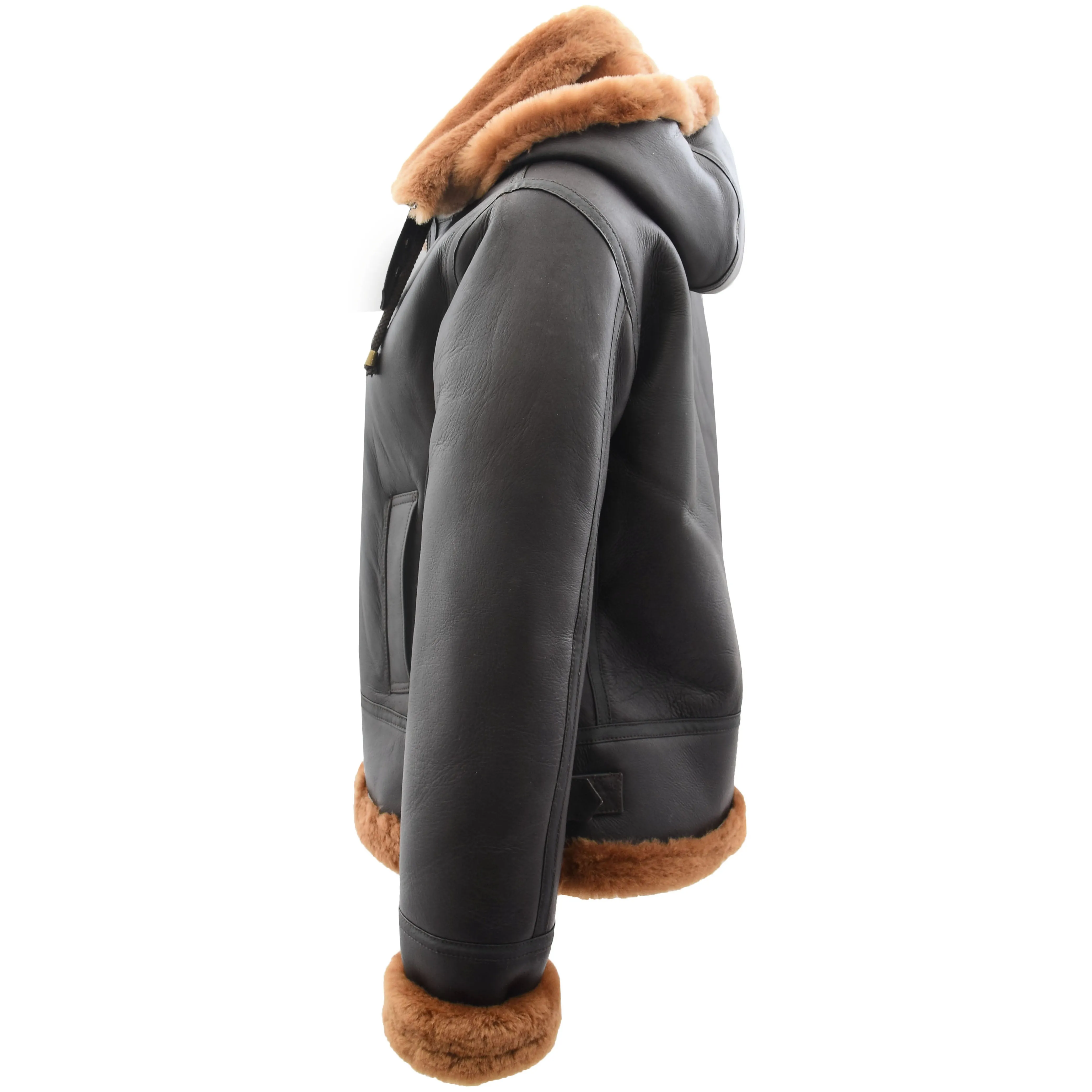 Womens Sheepskin B3 Detachable Hoodie Jacket Naomi Brown Ginger