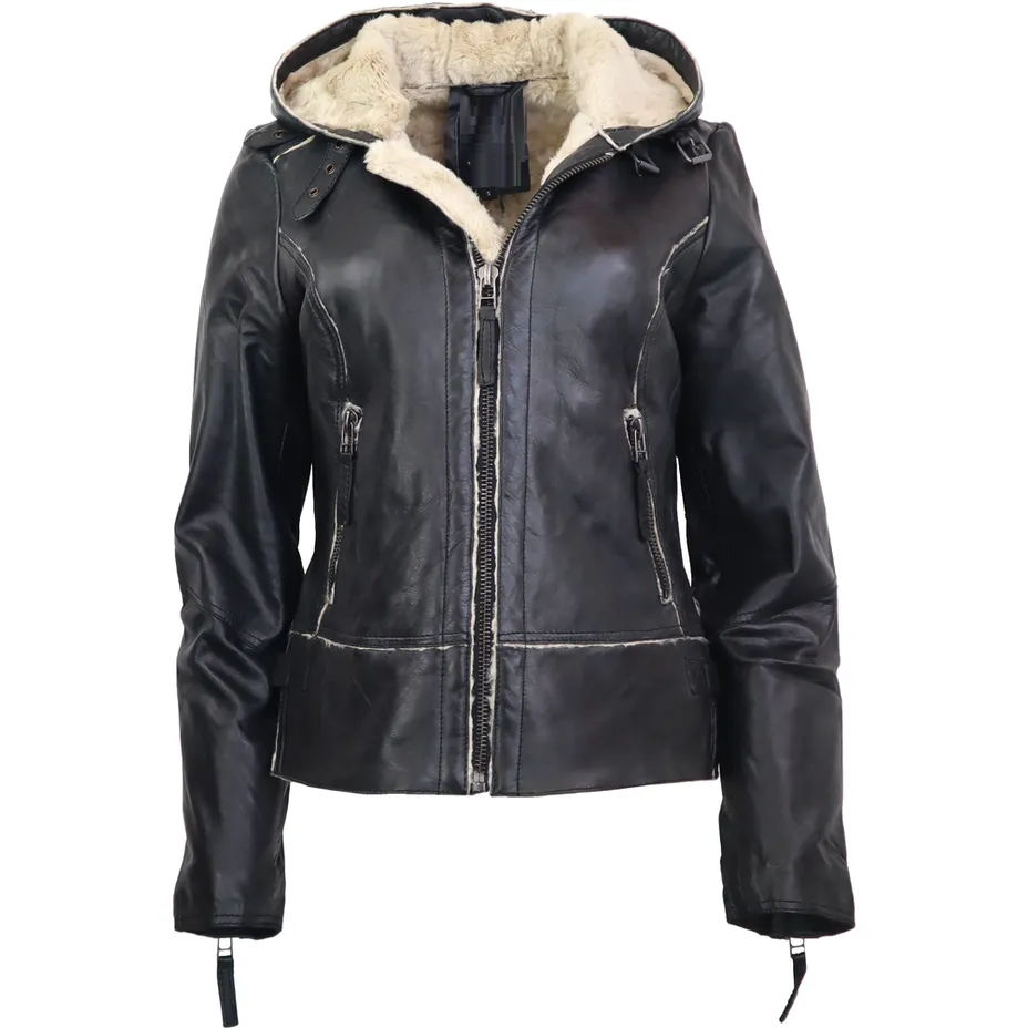 Women's Sheepskin Hooded Jacket - Jule