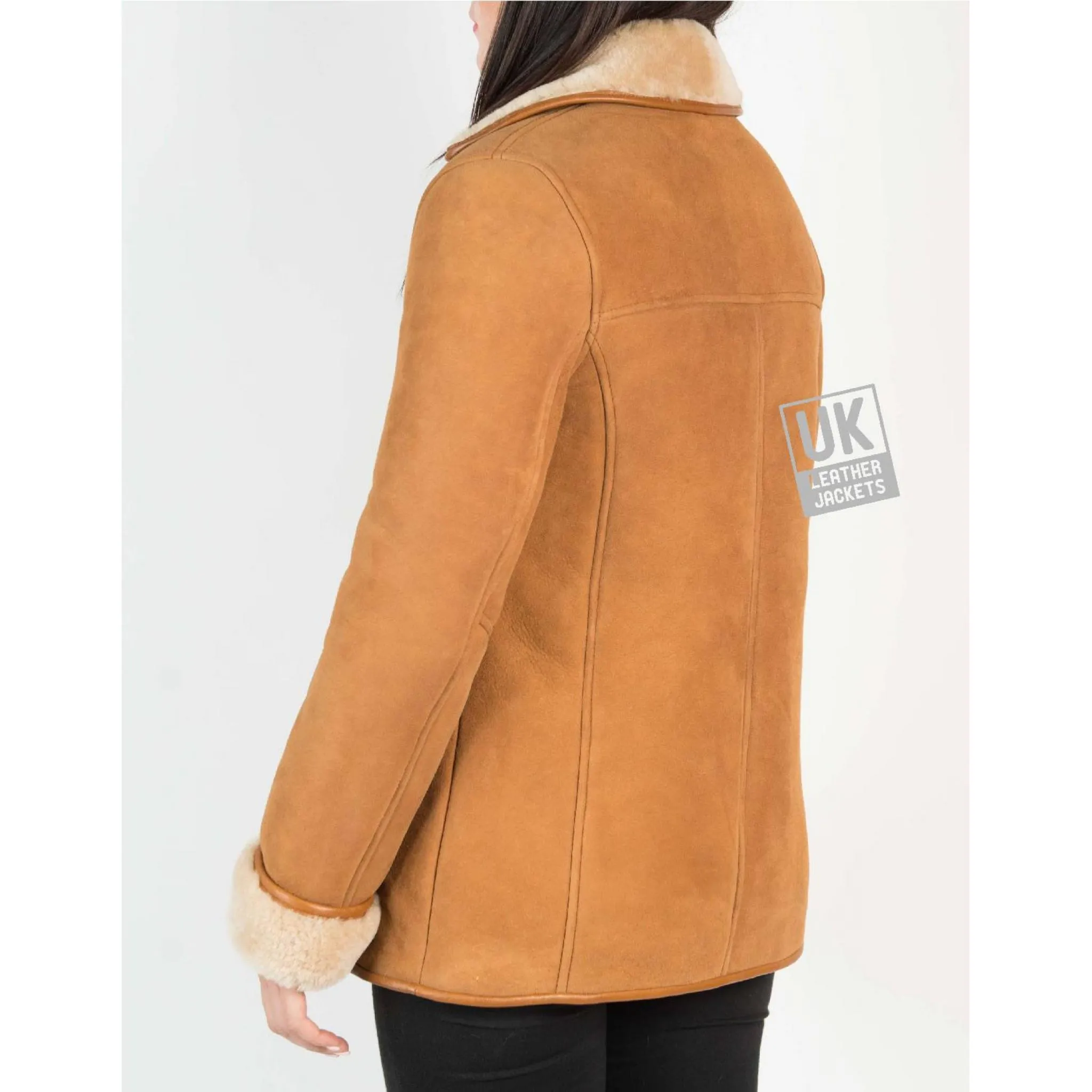 Womens Tan Sheepskin Jacket - Hip Length - Dana - Superior Quality | UK LJ