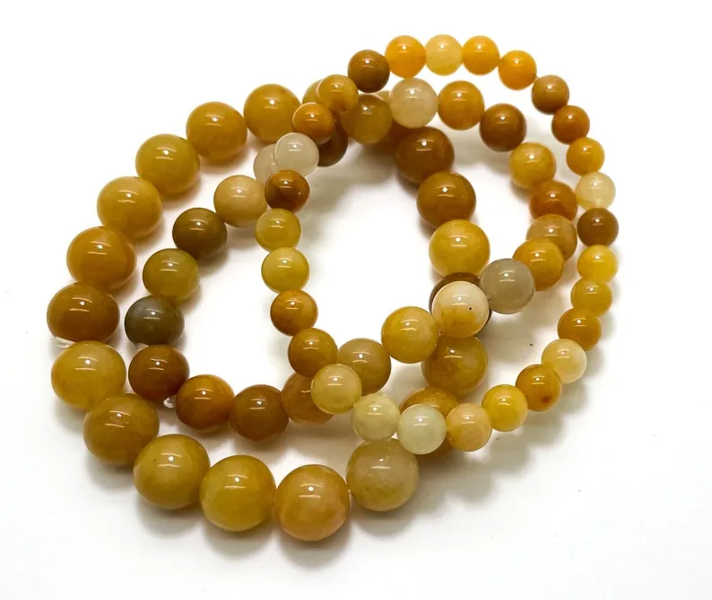 Yellow Carnelian Agate Gemstone Stretch Elastic Cord Bracelet